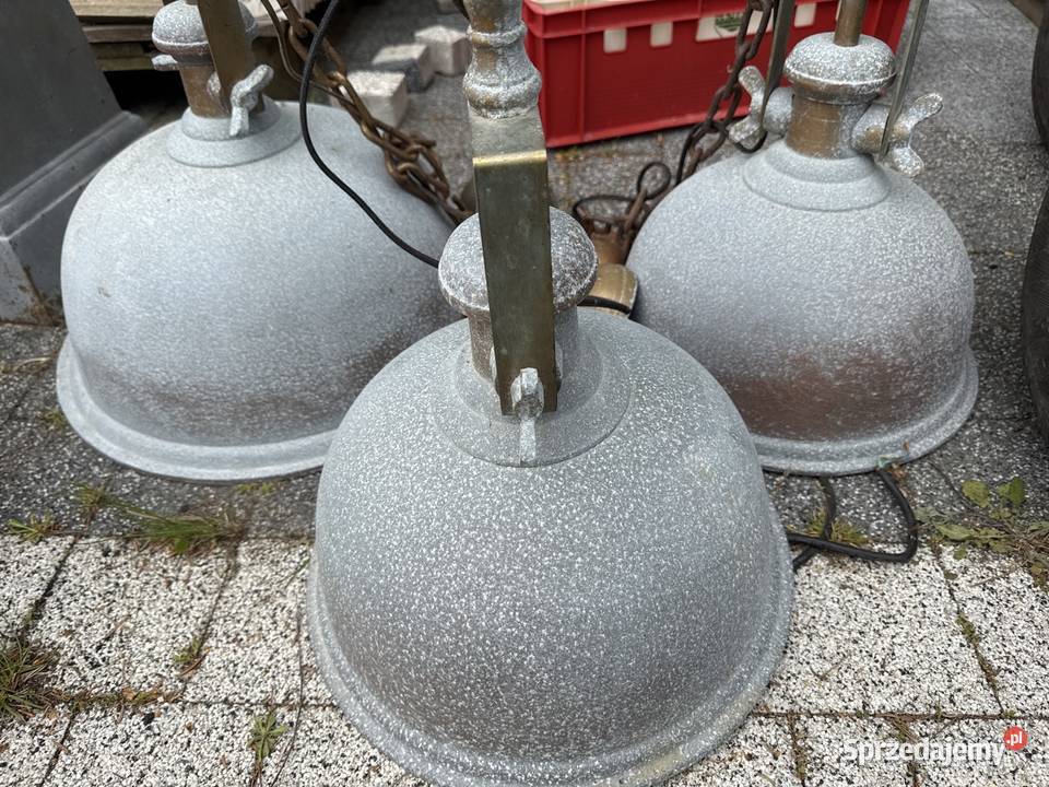 3 stare lampy industrialne wielkie solidne z dolnośląskie Długopole-Zdrój