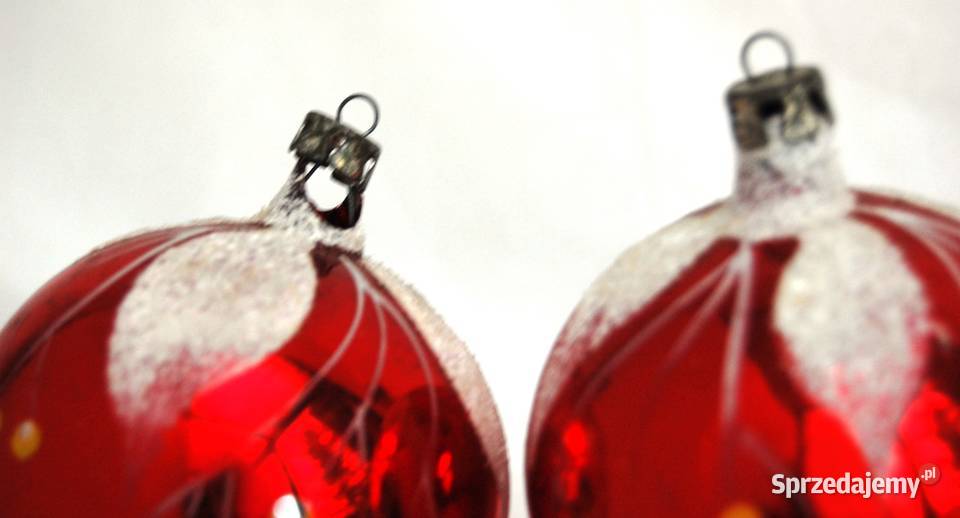 Stare bombki szklane 2 ręcznie malowane czerwone Lublin
