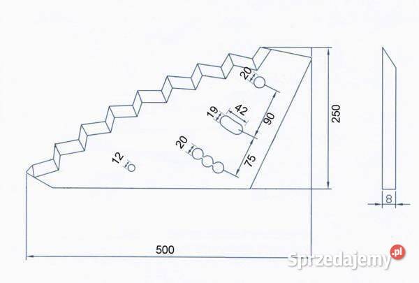 Nóż paszowozu 500x250x8 mm pasuje do Kamionna