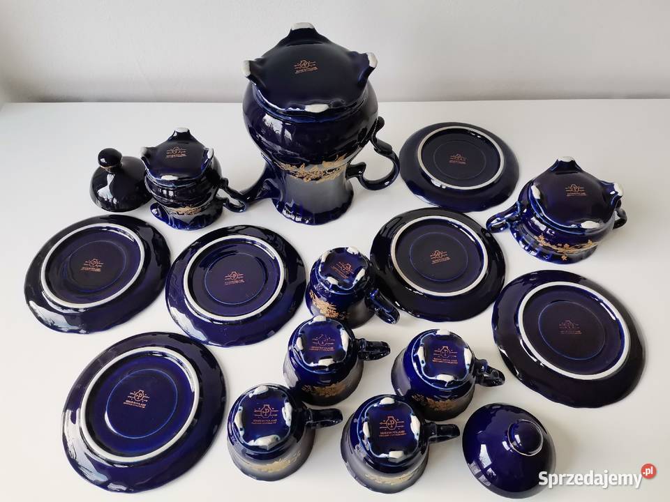 Stary niebieski kobaltowy serwis kawowy porcelit Katowice