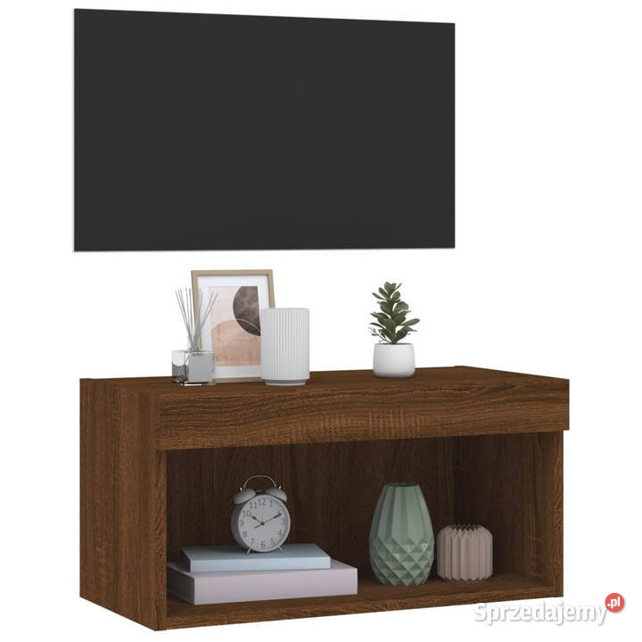Szafka pod TV z LED kolor brązowy dąb 60x30x30 Warszawa