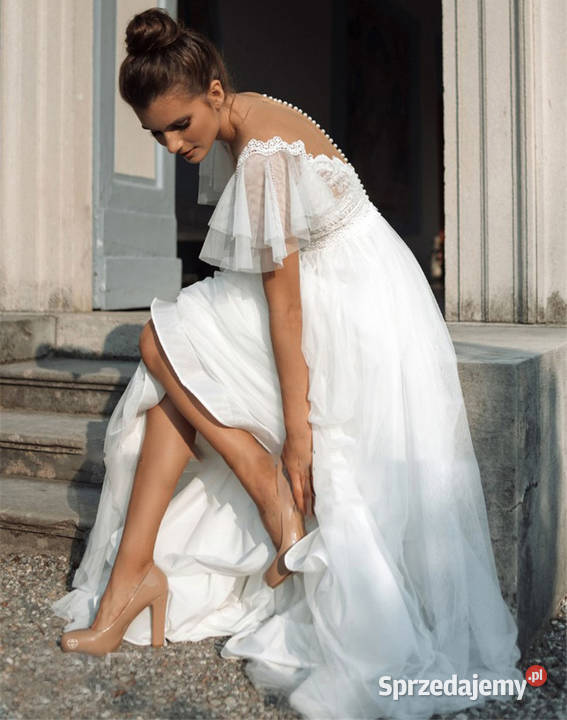 suknia ślubna liniaA perełki guziczki 36 S 38 M Rozmiar 36(S) dolnośląskie Jelenia Góra