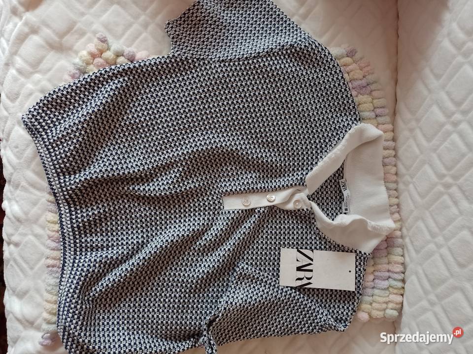 36S ZARA Krótka granatowy bluzka dzianinowa z Kraków