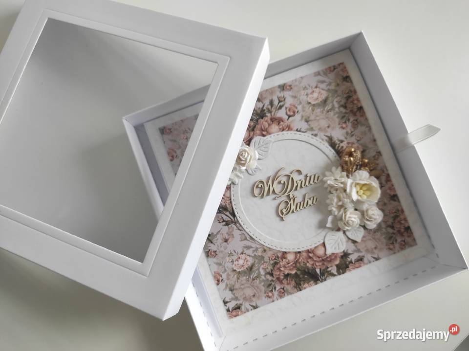 Kartka ręcznie robiona na Ślub w pudełku Łódź
