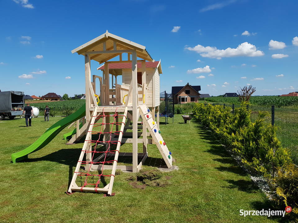 Place zabaw domek dzieci huśtawki montaż Ogród Poznań