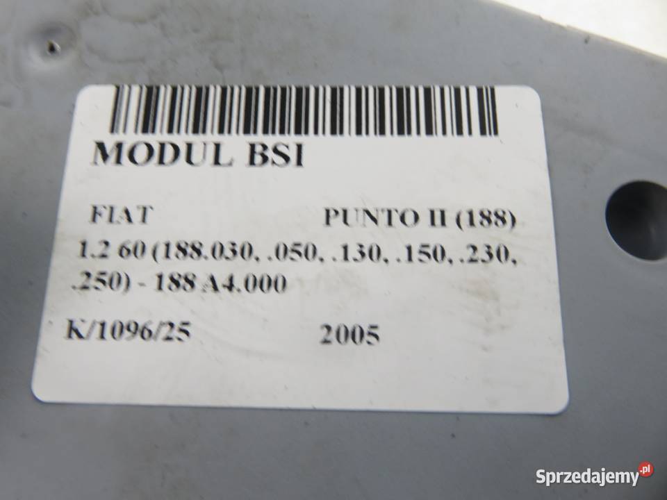 BSI FIAT PUNTO II 12 51744895 Układ elektryczny, zapłon