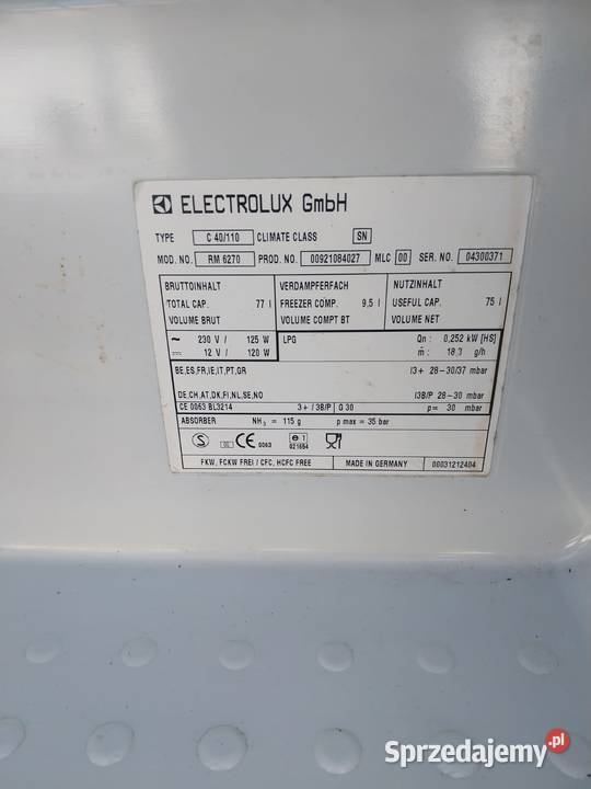 Lodówka Electrolux RM6270 12V 220V GAS do Grzebowilk