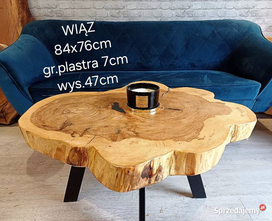 Stolik kawowy 84x76cm live edge plaster drewna loft