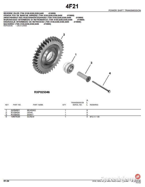 John Deere 8100820083008400 instrukcja napraw Zduńska Wola sprzedam