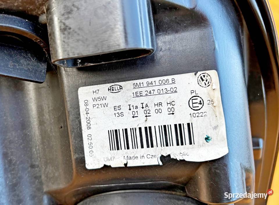 VW GOLF V PLUS LAMPA PRZEDNIA PRAWA EUROPA Radom