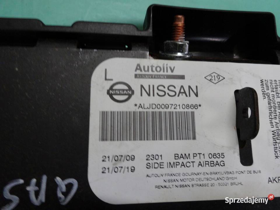 QASHQAI I J10 09r AIRBAG poduszka fotela lewa