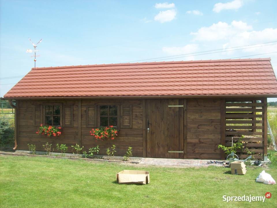 Domek ogrodwy narzędziowy z tarasem letniskowy Ogród Lubin