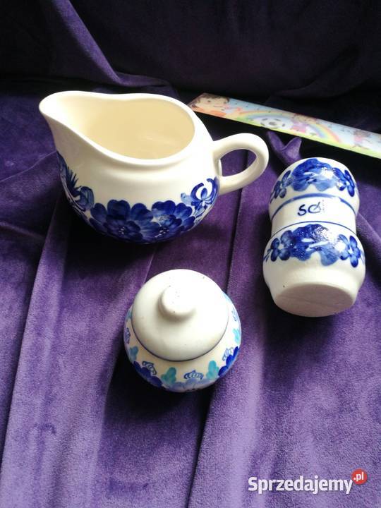 Mlecznik fajans Włocławek prl komplet Choszczno