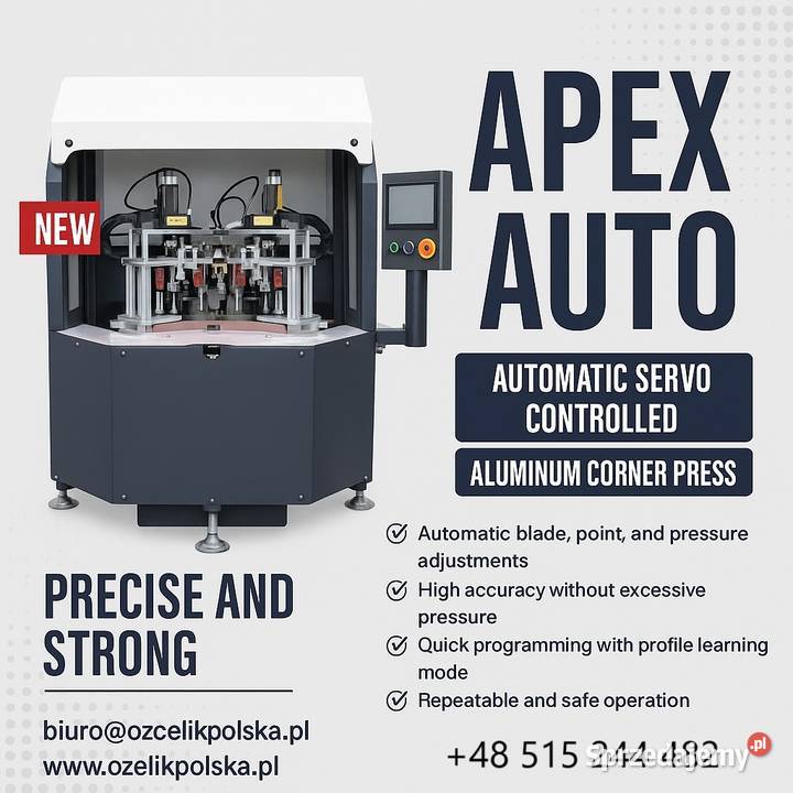 Zagniatarka naroży aluminiowych APEX AUTO servo Obodowo sprzedam