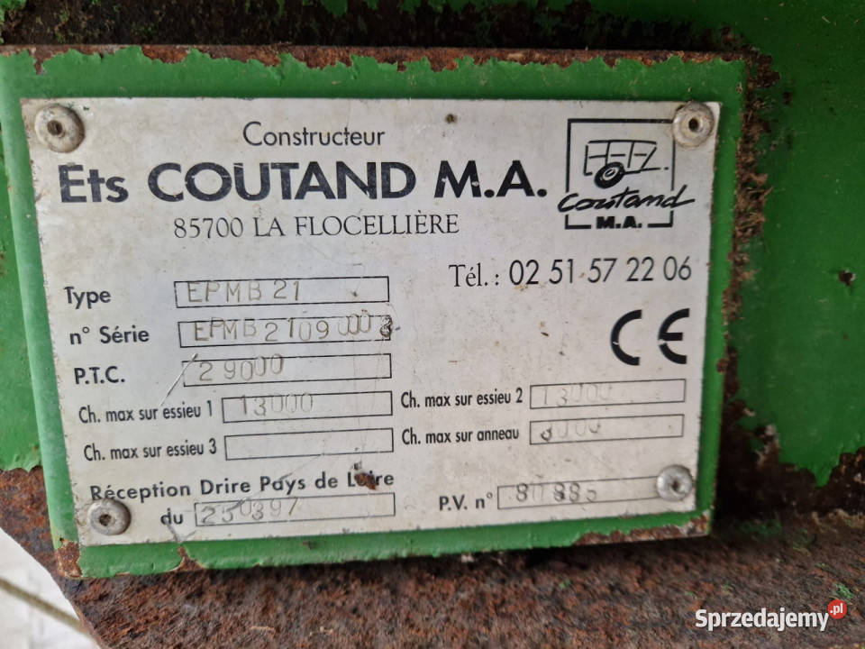 Rozrzutnik obornika COUTAND EPMB 21 21 t Klepacze