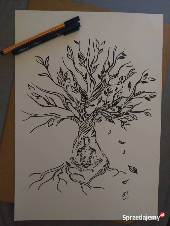 Rysunek medytacja cienkopis blok tech A3 250 gm2 Warszawa