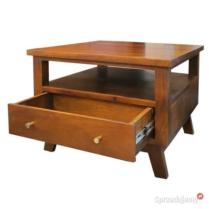 Stolik kawowy drewniany BONN 70x70 z szufladami