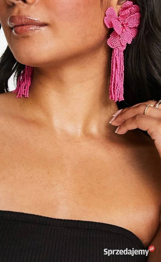 ASOS Długie Bogato zdobione różowe Kolczyki NOWE Kraków