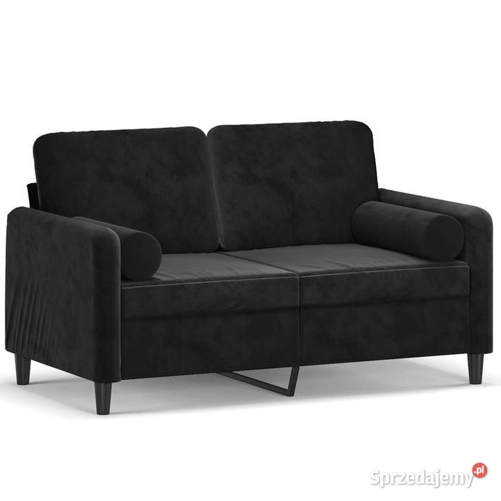 2osobowa sofa z poduszkami czarna 120 aksamit Warszawa