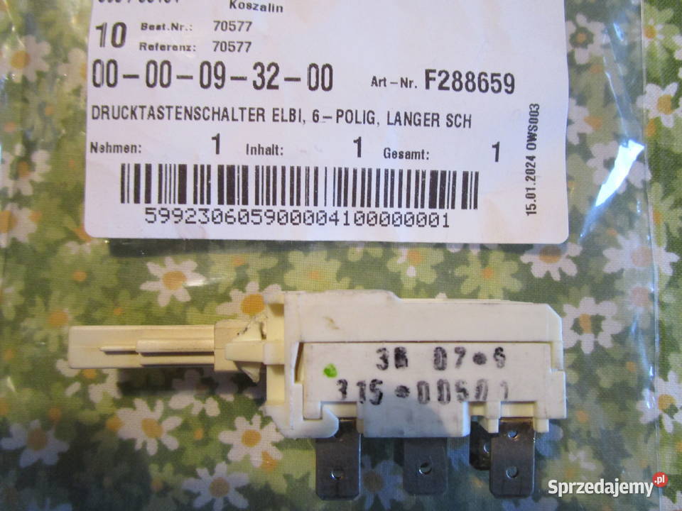 włącznik sieciowy 6 styków do pralki Zanussi Tarnowo Podgórne