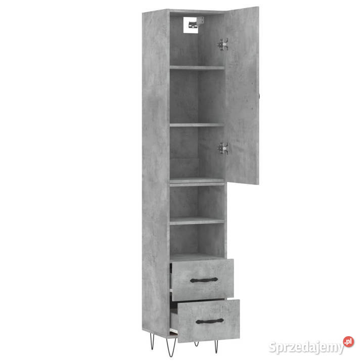 Wysoka szafka szarość betonu 345x34x180 Warszawa