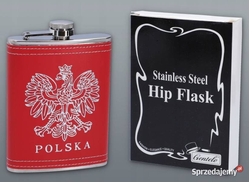 Piersiówka Patriotyczna z Godłem Polski Skórzana Ostrowy nad Okszą