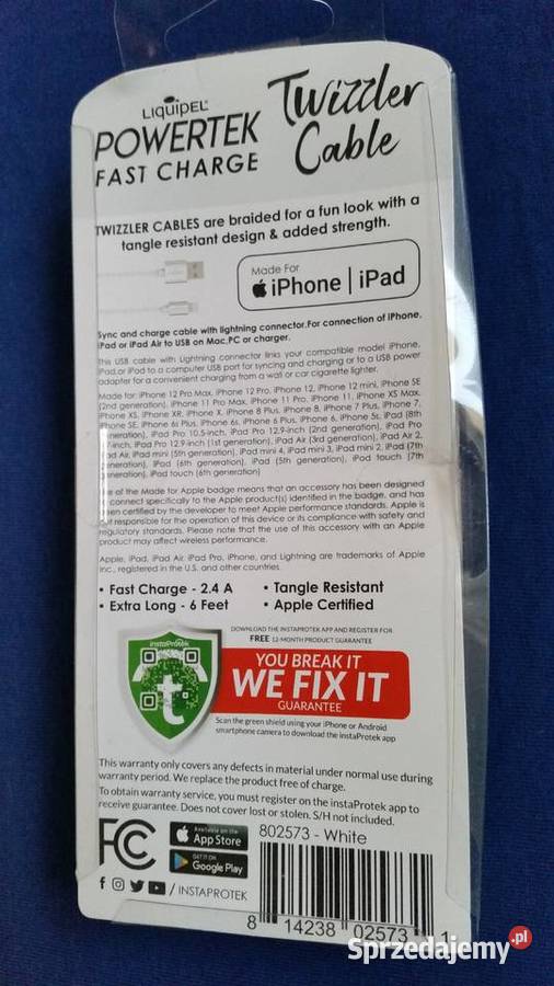 Kabel iPhoneiPad Liquipel Powertek Twizzler Puławy sprzedam