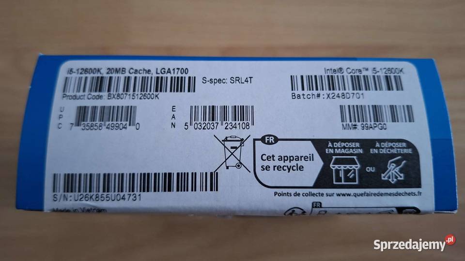 Procesor Intel Core i512600K LGA1700 Nowy Intel