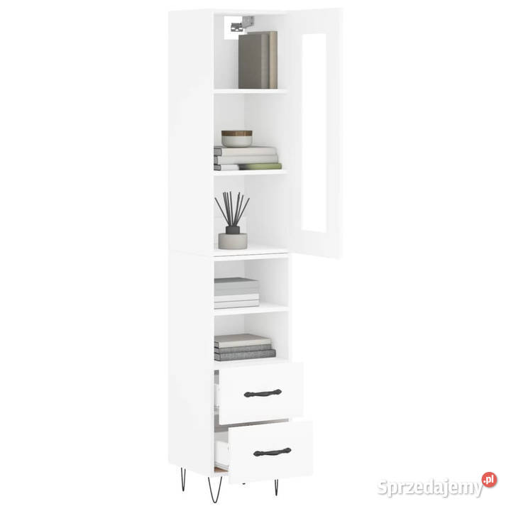 Wysoka szafka biała 345x34x180 materiał