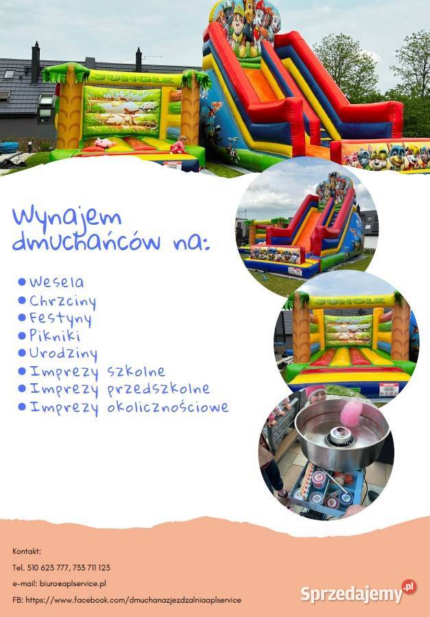 Wynajem Dmuchanej zjeżdżalnizamekwata cukrowa Kraków