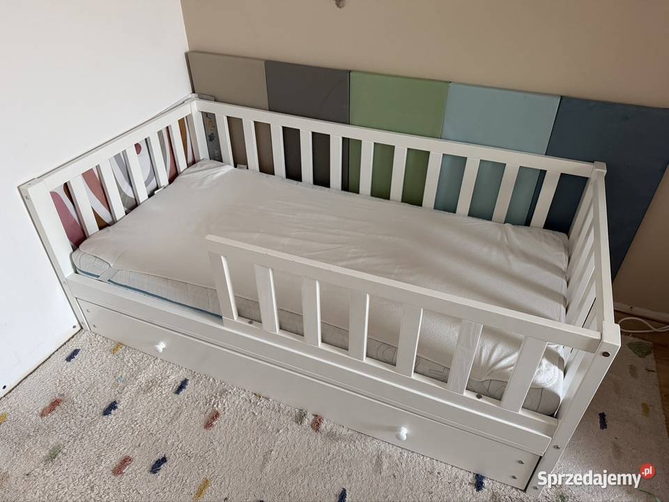 Łóżko dziecięce 160x80 z szufladą białe materac Łóżka