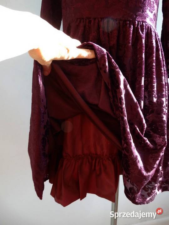 Sukienka Wieczorowa Imprezowa na Wesele Bordowa fioletowy Łomża