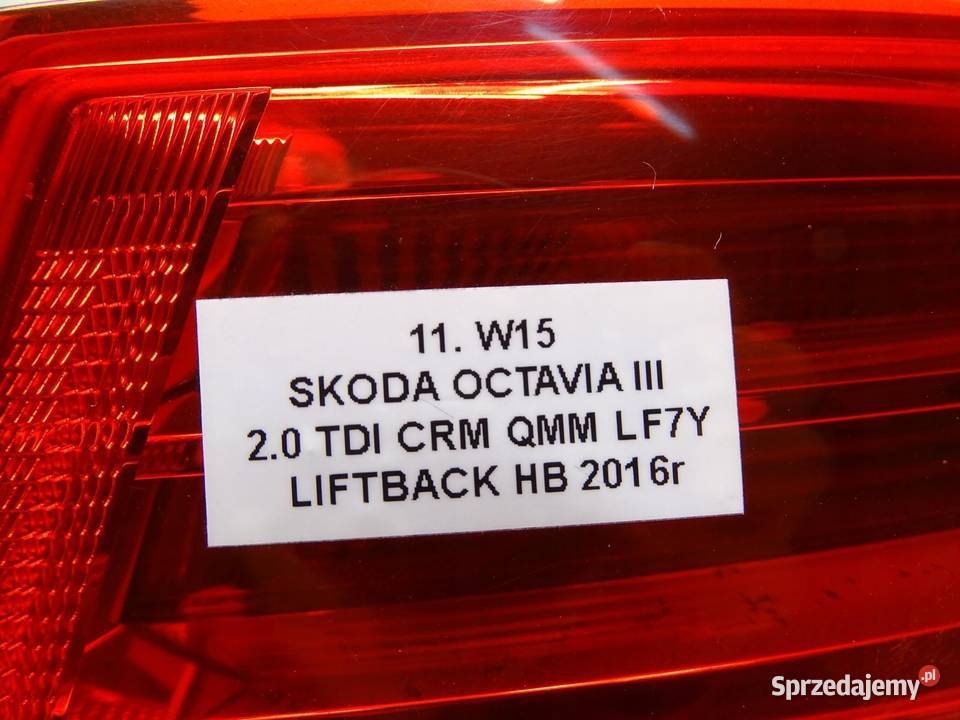 LAMPA PRAWA PRAWY TYŁ TYLNA W BŁOTNIK SKODA małopolskie sprzedam