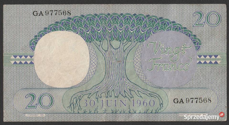 CONGO KONGO 20 FRANKÓW 1962 Łódź