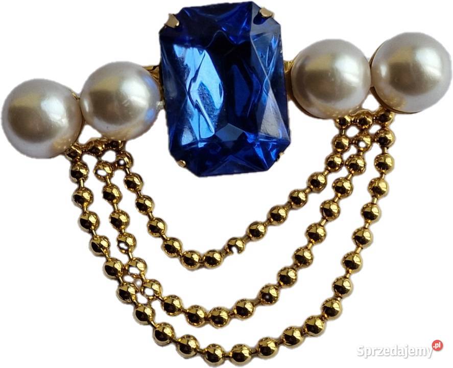 VINTAGE BROSZA WISIOR Z SYNTETYCZNYM SZAFIREM Częstochowa sprzedam