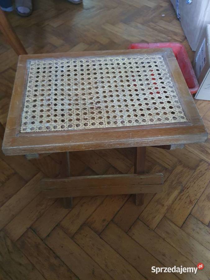 Taboret krzesełko rattan małe vintage składane Warszawa