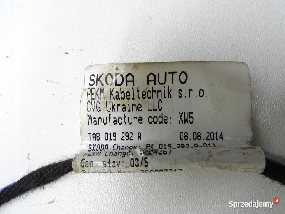 WIĄZKA CZUJNIKÓW PARKOWANIA PDC TYŁ TYLNA SKODA