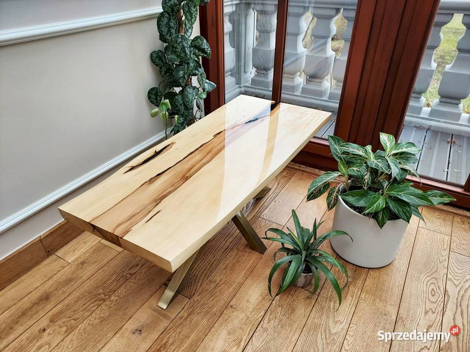 Stolik kawowy z plastra drewna glamour złoty Dom i Ogród Warszawa