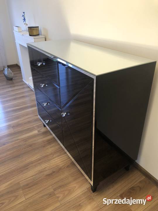 Komoda czarna Ludwikglamour szklana Lustrzana Kępno