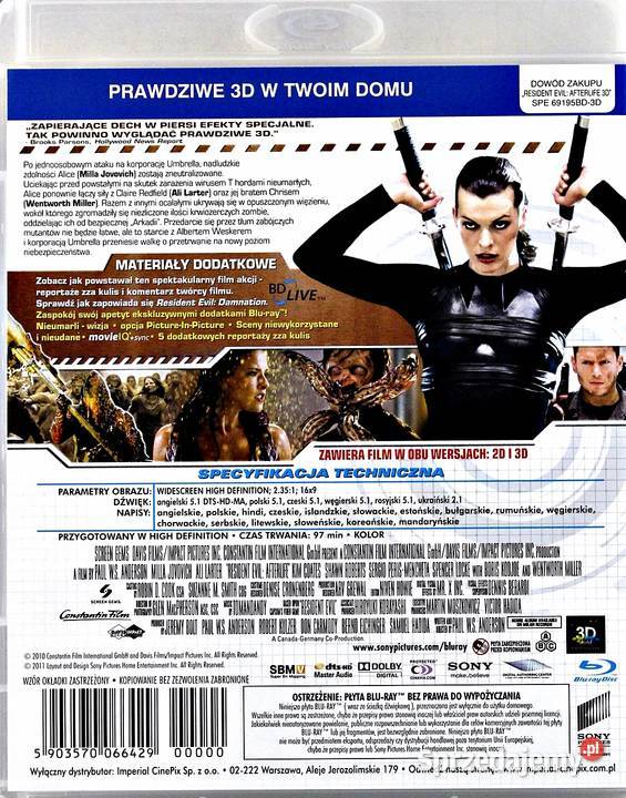 RESIDENT EVIL AFTERLIFE 3D2D Kalisz sprzedam