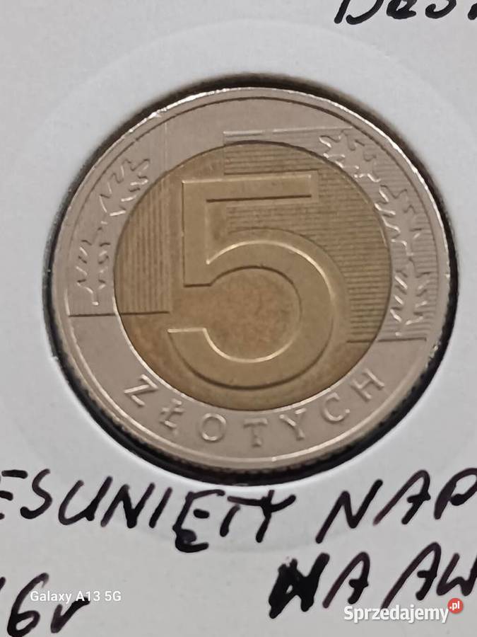 5 złotych 2016 r Destrukt menniczyrzadkość Konin sprzedam
