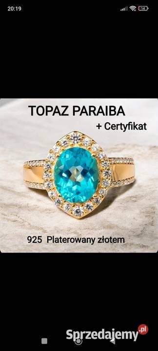 Duży pierścionek kamień szlachetny Topaz blue Tarnowskie Góry