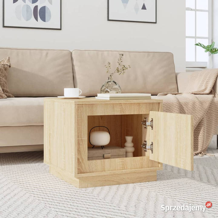 Stolik kawowy dąb sonoma 51x50x44 materiał