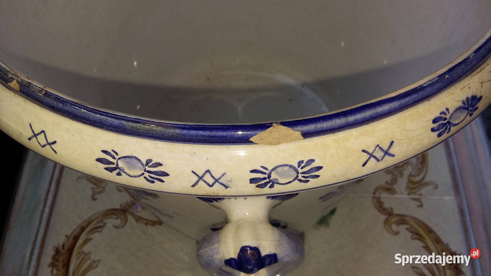 donica cachepot DELFT z podstawą antyk I poł XXw Gdańsk