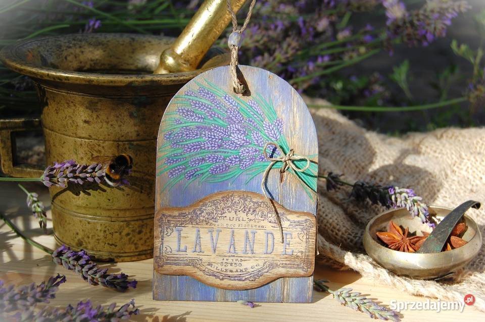 Lawenda drewniana rustykalna ręcznie malowana Lublin