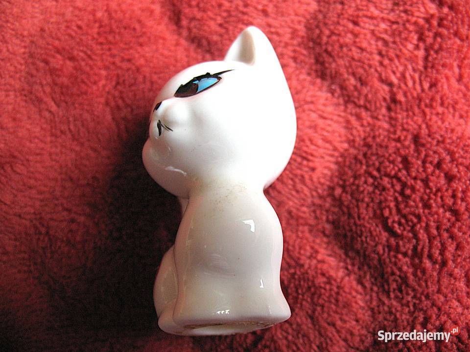 Kot malutki figurka porcelana 5 x 4 x 3 biały sprzedam