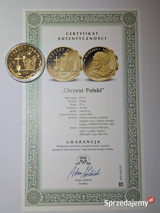 Medal Chrzest Polski 966 Mieszko I Skarbnica Piła