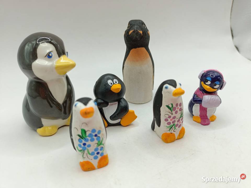Ozdoby mini ptaki pingwiny rodzina Figurki i rzeźby
