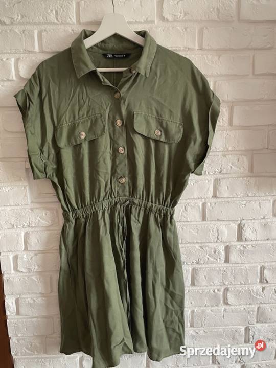 Sukienka zielona khaki oliwkowa safari zara M 38 mazowieckie Ząbki
