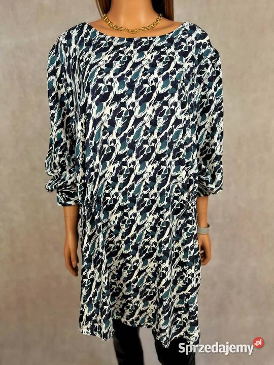 tunika 5XL 50 wiskoza oversize luźna wzór 3/4 Augustówka